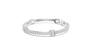 White gold bracelet with emerald-cut diamond halo centerpiece and diamond pave