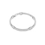 White gold tennis bracelet with rows of diamond pavé and rectangular clasp