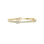 Yellow gold and white diamond tennis bracelet with emerald-cut center stone and pave rows