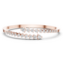 Diamond statement bypass bangle, rose gold with multiple rows of round stones.