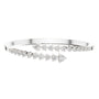 Diamond statement bypass bangle, silver-tone metal with multiple rows of round stones.