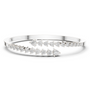 Diamond statement bypass bangle, silver-tone metal with multiple rows of round stones.
