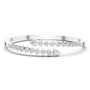 Diamond statement bypass bangle, silver-tone metal with prong-set round diamonds.