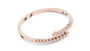 Rose gold bypass diamond bangle, angled view with pavé round stones.