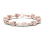 Rose gold diamond chain bracelet with round solitaire stones and bar link settings