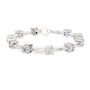White gold diamond chain bracelet with round solitaire stones in raised bar settings