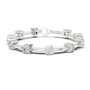 White gold diamond chain bracelet with round solitaire stones in raised bar settings