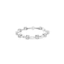 White gold diamond chain bracelet with round solitaire stones, bar link settings