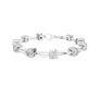 Diamond chain bracelet in white gold with five round solitaire diamonds.
