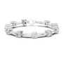 White gold diamond chain bracelet with round solitaire stones and open link frame