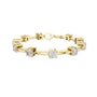 Diamond chain bracelet in yellow gold with five round solitaire diamonds.