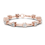 Rose gold diamond chain bracelet with round solitaire stones and bar link supports