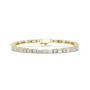 Two-tone diamond bracelet with yellow gold frame and mixed-cut stones in bezels.