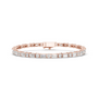 Rose gold diamond bracelet with mixed-cut stones and rectangular clasp center bar.