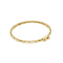 Yellow gold diamond link bracelet, round bezel-set stones along slim links, box clasp