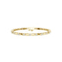 Yellow gold diamond link bracelet with center bar, round bezel-set stones, box clasp