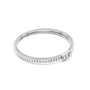 White gold baguette diamond tennis bracelet, close view of rectangular diamond rows.