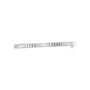 White gold baguette diamond tennis bracelet side view with rectangular diamond prongs.