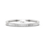 White metal tennis bracelet with baguette-cut diamond stations and center clasp
