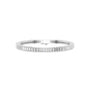 White gold baguette diamond tennis bracelet top view with center bar clasp detail.