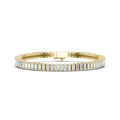 Gold-tone tennis bracelet with baguette-cut diamonds and hinge clasp detail
