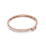 Rose gold baguette diamond tennis bracelet, close view of rectangular diamond rows.