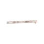 Rose gold baguette diamond tennis bracelet side view with rectangular diamond prongs.