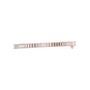 Rose gold baguette diamond tennis bracelet side view with rectangular diamond prongs.