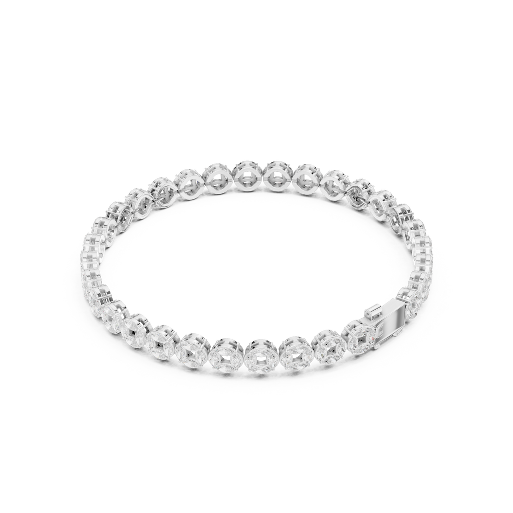 White gold marquise diamond tennis bracelet with oval stones and link-style setting