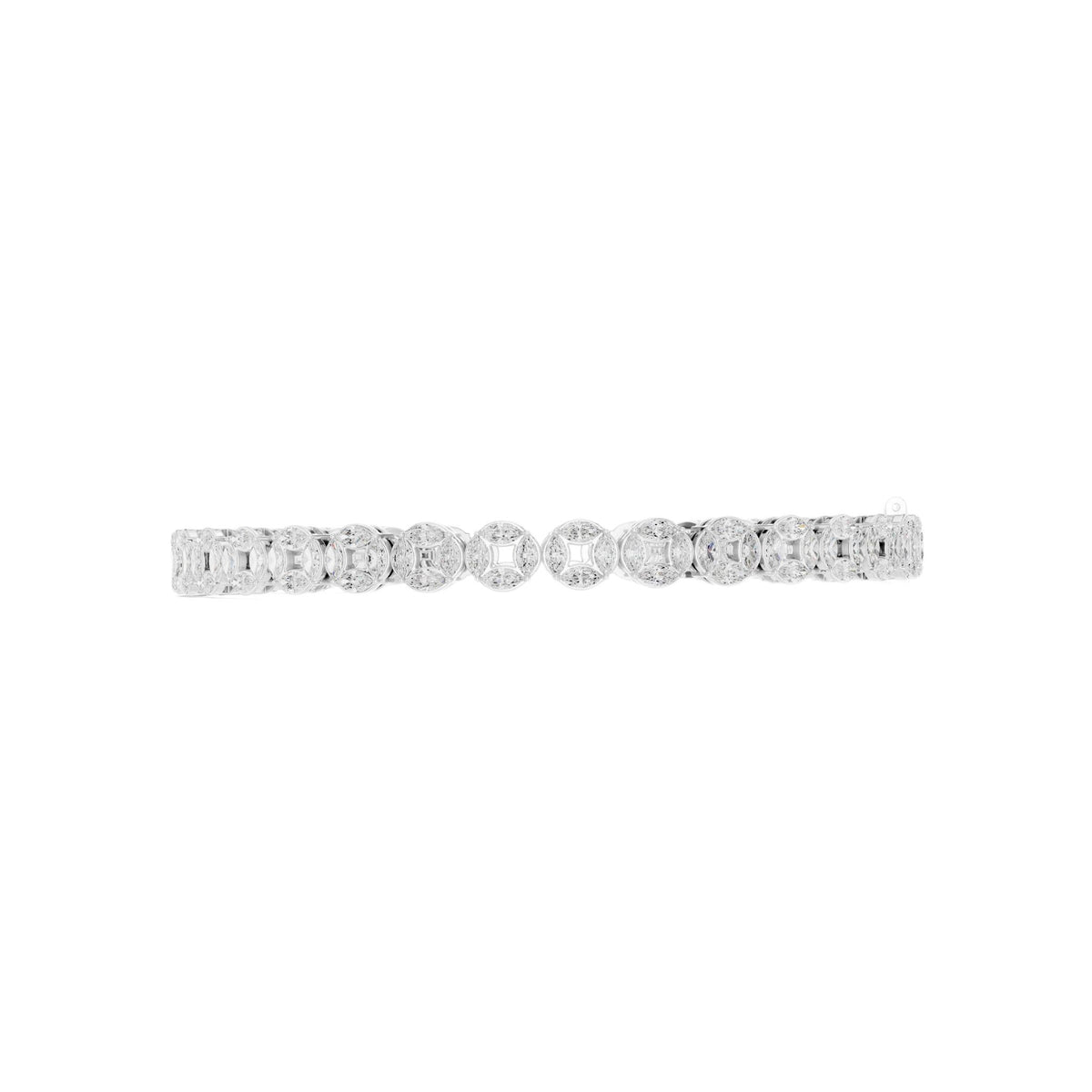 White gold marquise diamond tennis bracelet, horizontal side profile