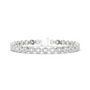 White metal diamond tennis bracelet with oval stones and rectangular clasp