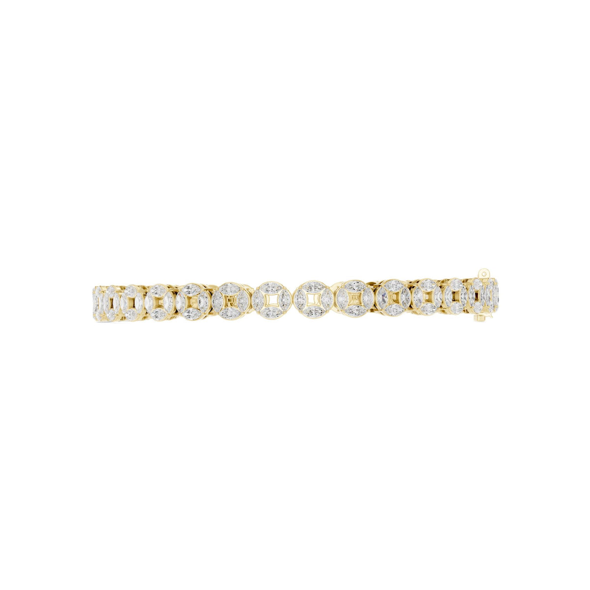 Gold-tone diamond tennis bracelet with oval stones in a double-row design