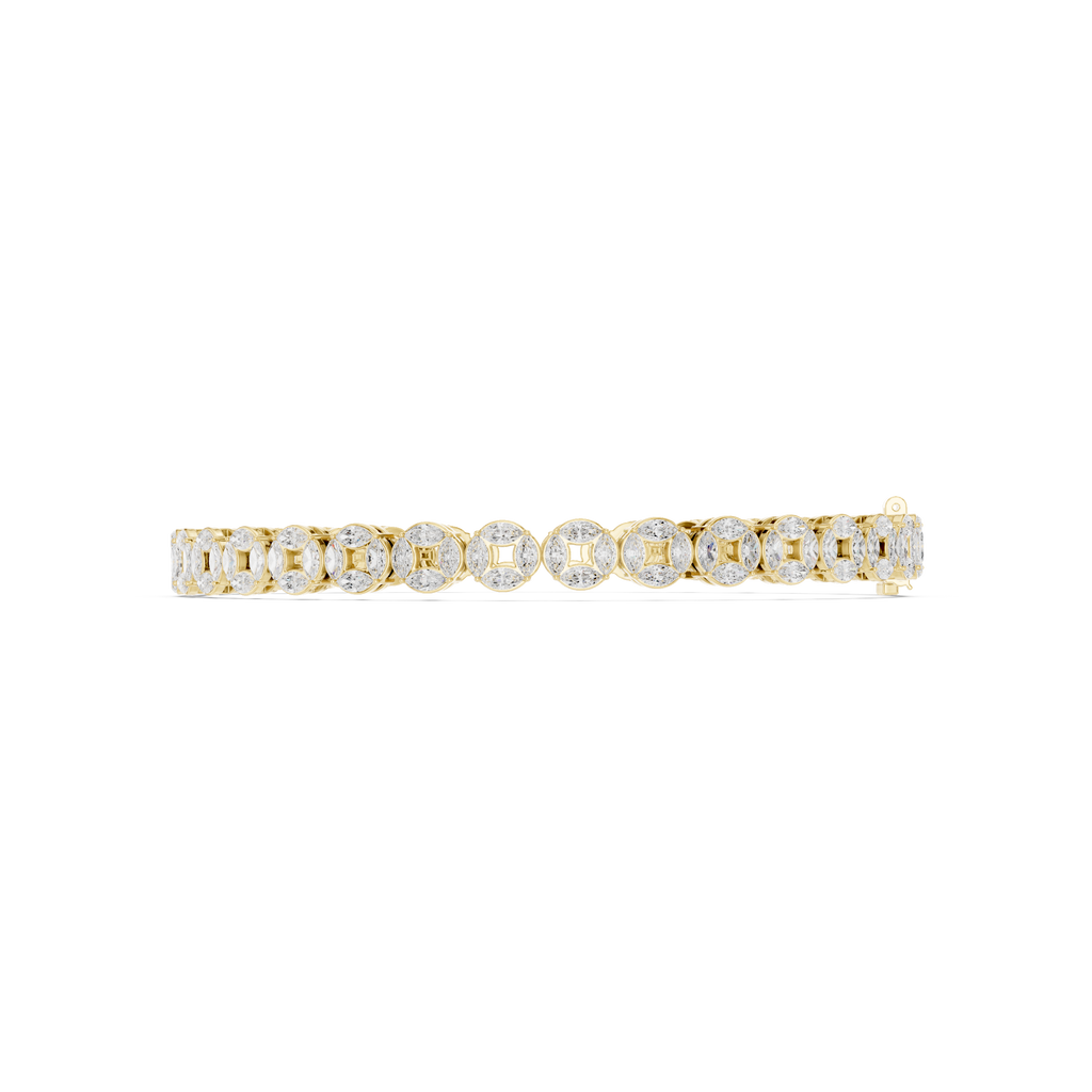 Gold-tone diamond tennis bracelet with oval stones in a double-row design