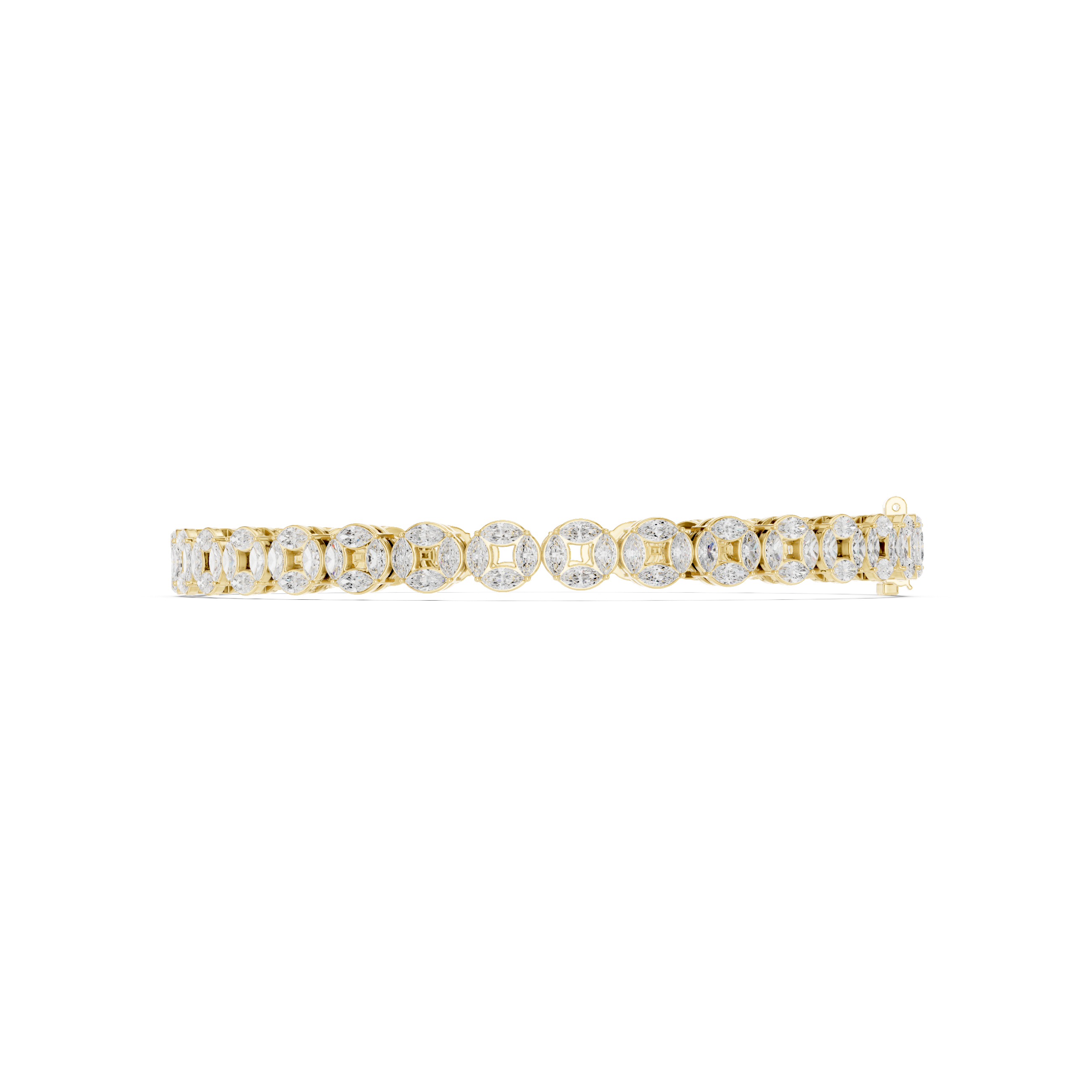 Gold-tone diamond tennis bracelet with oval stones in a double-row design