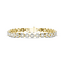Gold-tone diamond tennis bracelet with oval stones and rectangular clasp