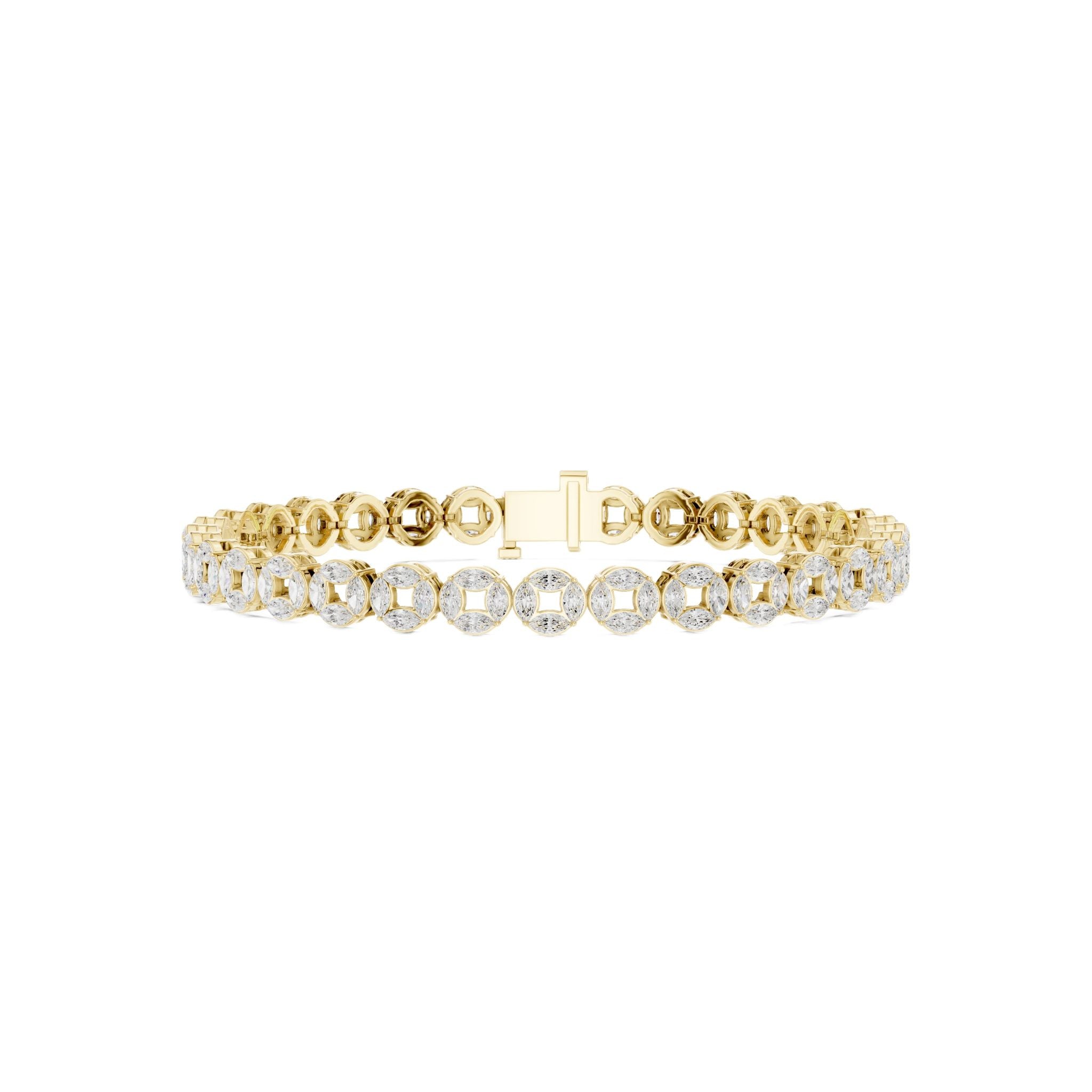 Diamond tennis bracelet with oval stones and gold-tone prong settings