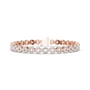 Rose-tone diamond tennis bracelet with oval stones and rectangular clasp