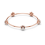 Rose gold floral diamond bangle with central flower and round prong-set side stones