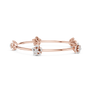 Rose gold diamond floral bangle with multiple slim rows and round flower clusters