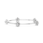 White gold diamond floral bangle with three parallel rows and round flower clusters