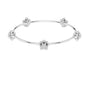 White gold diamond floral bangle with central round flower cluster and knot details