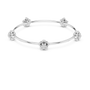White gold diamond floral bangle with central round flower cluster and knot details