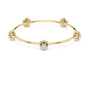 Yellow gold floral diamond bangle with central flower and knotted side mounts