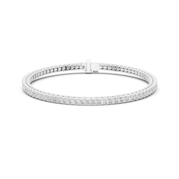 Princess-cut diamond line bracelet in white gold with box clasp
