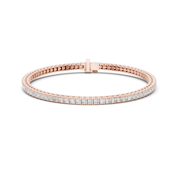 Princess-cut diamond line bracelet in rose gold with box clasp