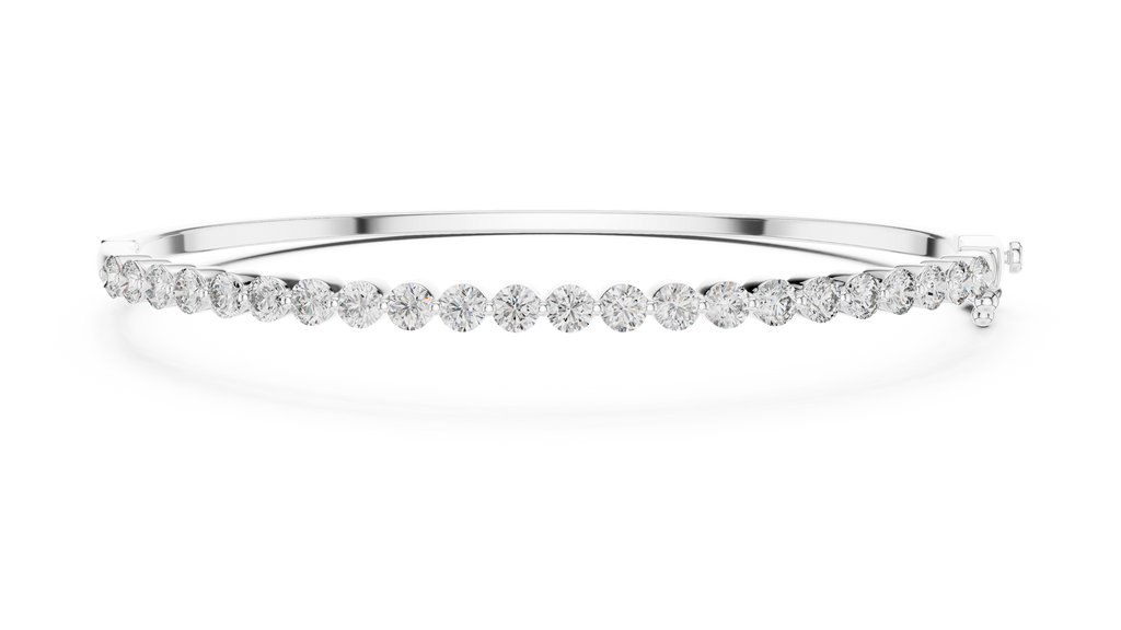 White gold diamond bangle with round pavé diamonds in a continuous row