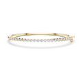 Diamond bangle bracelet in yellow gold with round white diamonds, front profile