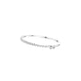 White gold bangle with round diamond accents in a cascading row