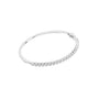 White gold hinged bangle with round diamond pave along the lower curve