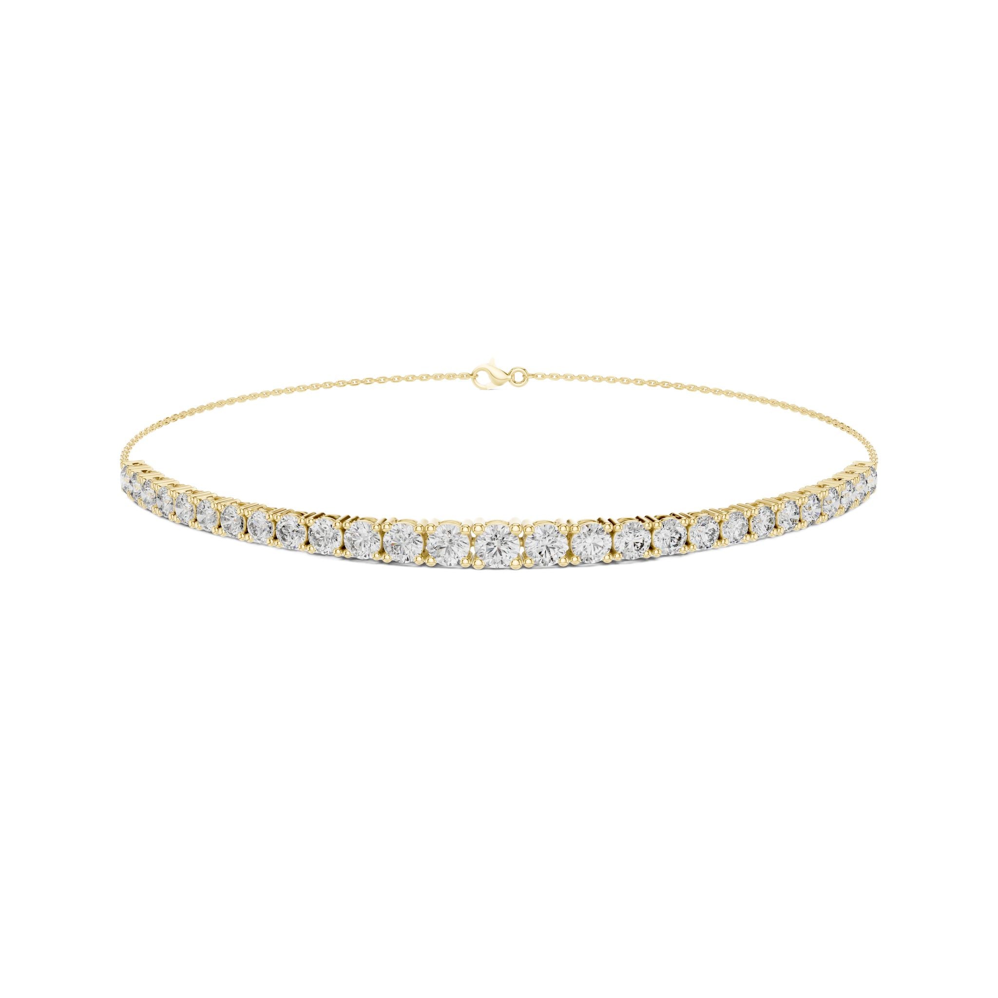 White gold diamond eternity bracelet with round stones and hinged clasp